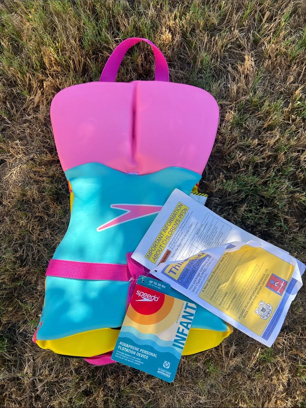 Speedo Infant Pink Life Jacket with Duck Graphic US Coast Guard approved